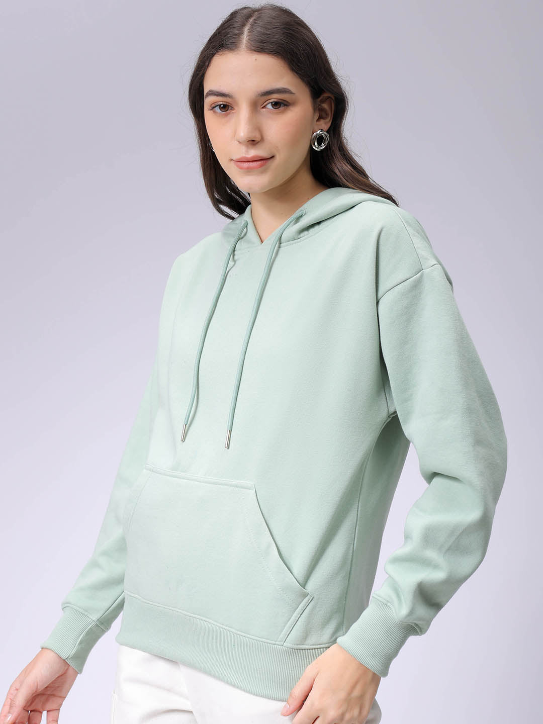 Women's Drop Shoulder Graphic Printed Hooded Sweatshirt