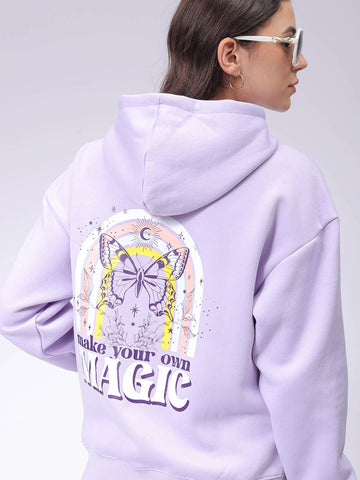 Women's Drop Shoulder Backprinted Hooded Sweatshirt