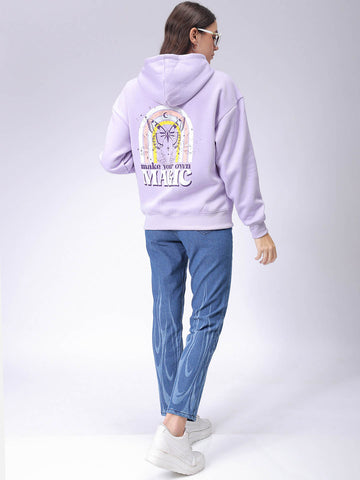 Women's Drop Shoulder Backprinted Hooded Sweatshirt