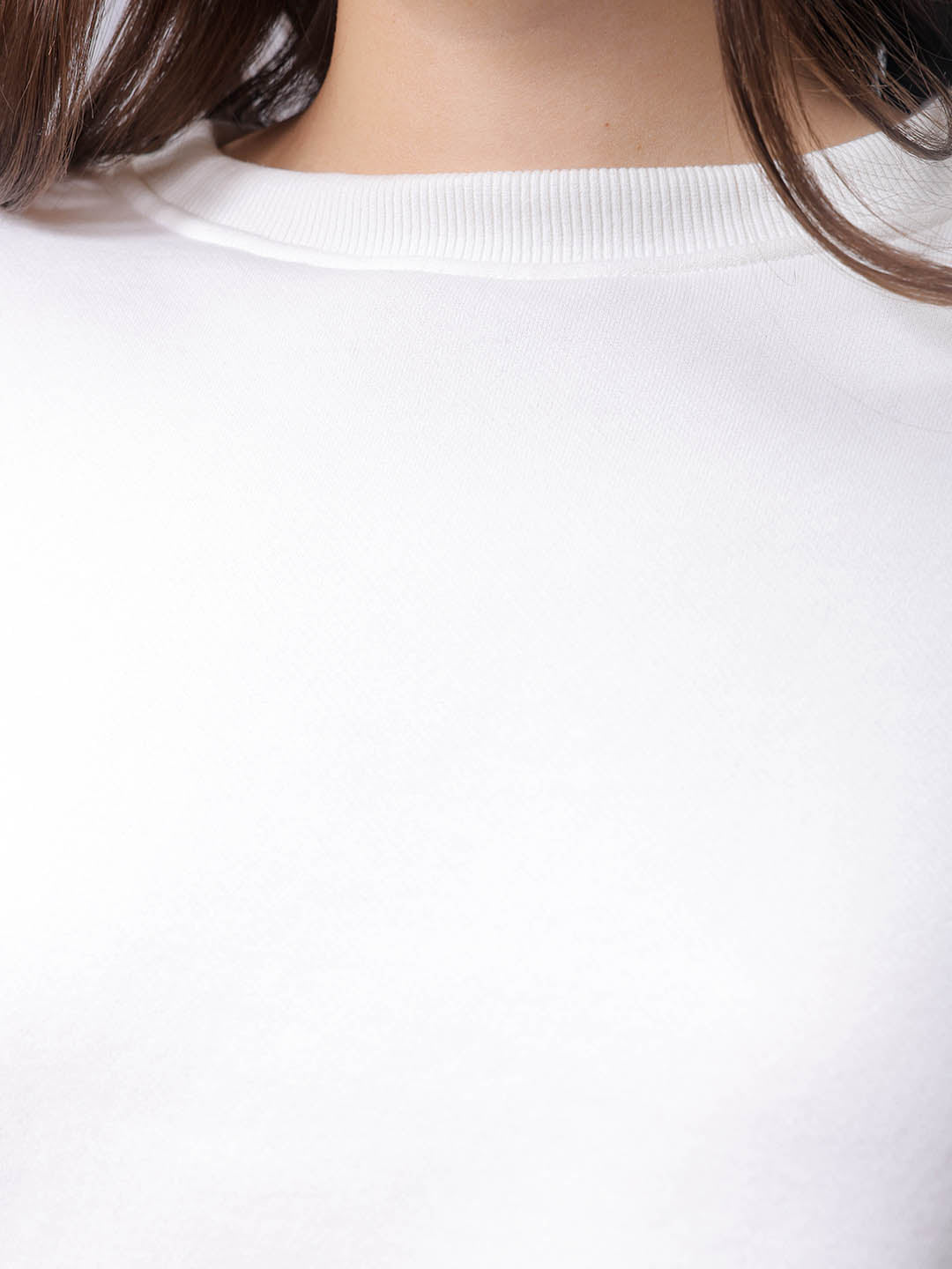 Women's White Regular Fit Graphic Crewneck Sweatshirt