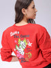 Women's Red Regular Fit Graphic Crewneck Sweatshirt