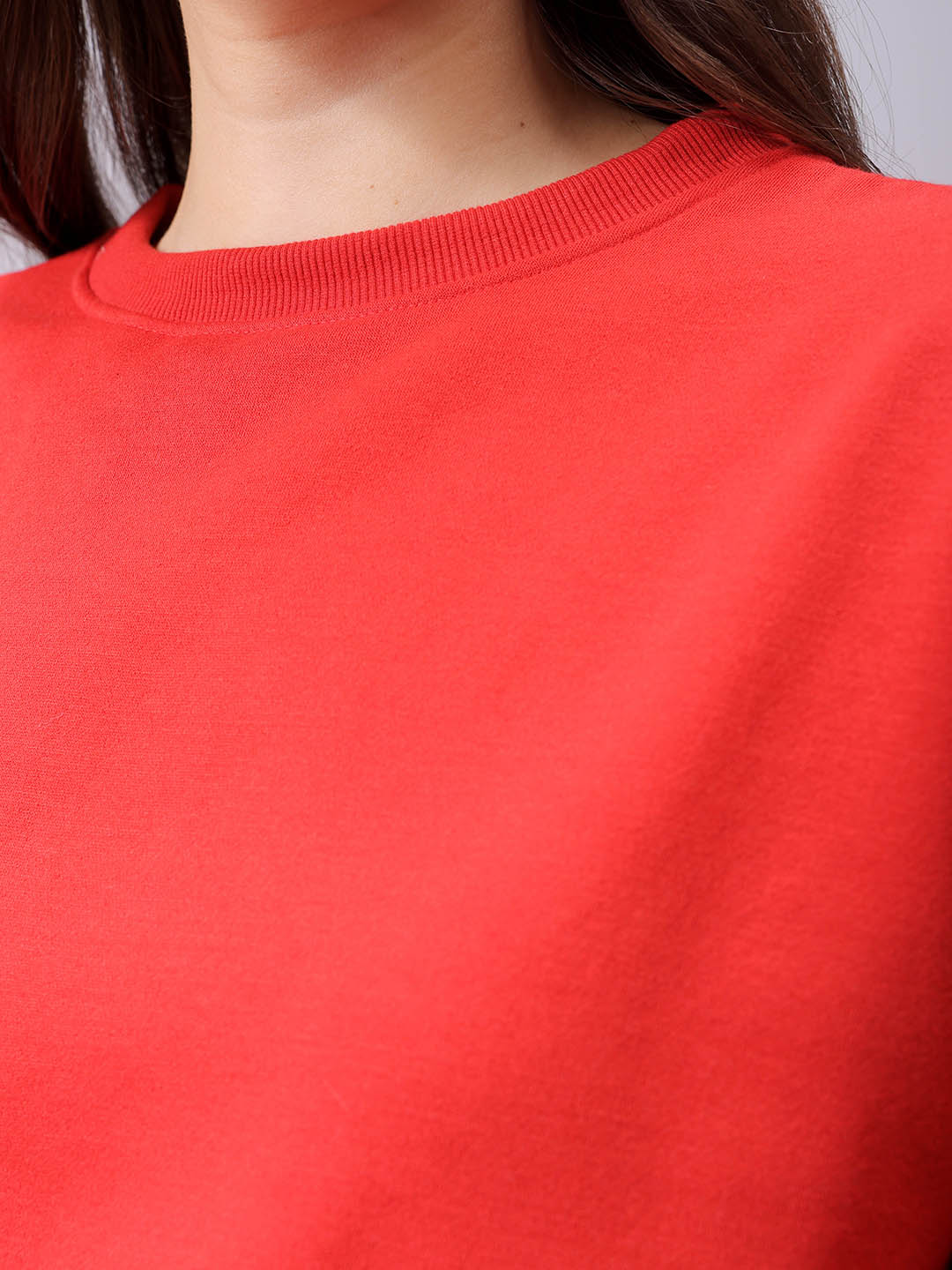 Women's Red Regular Fit Graphic Crewneck Sweatshirt