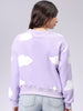 Women's Purple Relaxed Fit Graphic Crewneck Sweatshirt