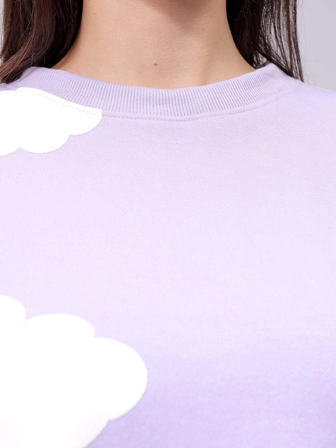 Women's Purple Relaxed Fit Graphic Crewneck Sweatshirt