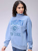 Women's Blue Boxy Typographic Oversized Sweatshirt