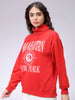 Women's Red Boxy Typographic Oversized Sweatshirt