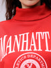 Women's Red Boxy Typographic Oversized Sweatshirt