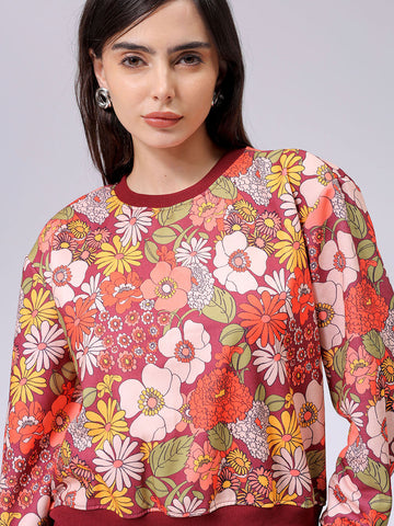Women's Relaxed Fit Floral Crewneck Sweatshirt