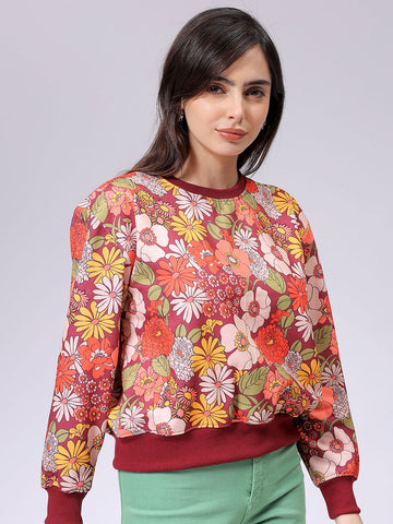 Women's Relaxed Fit Floral Crewneck Sweatshirt