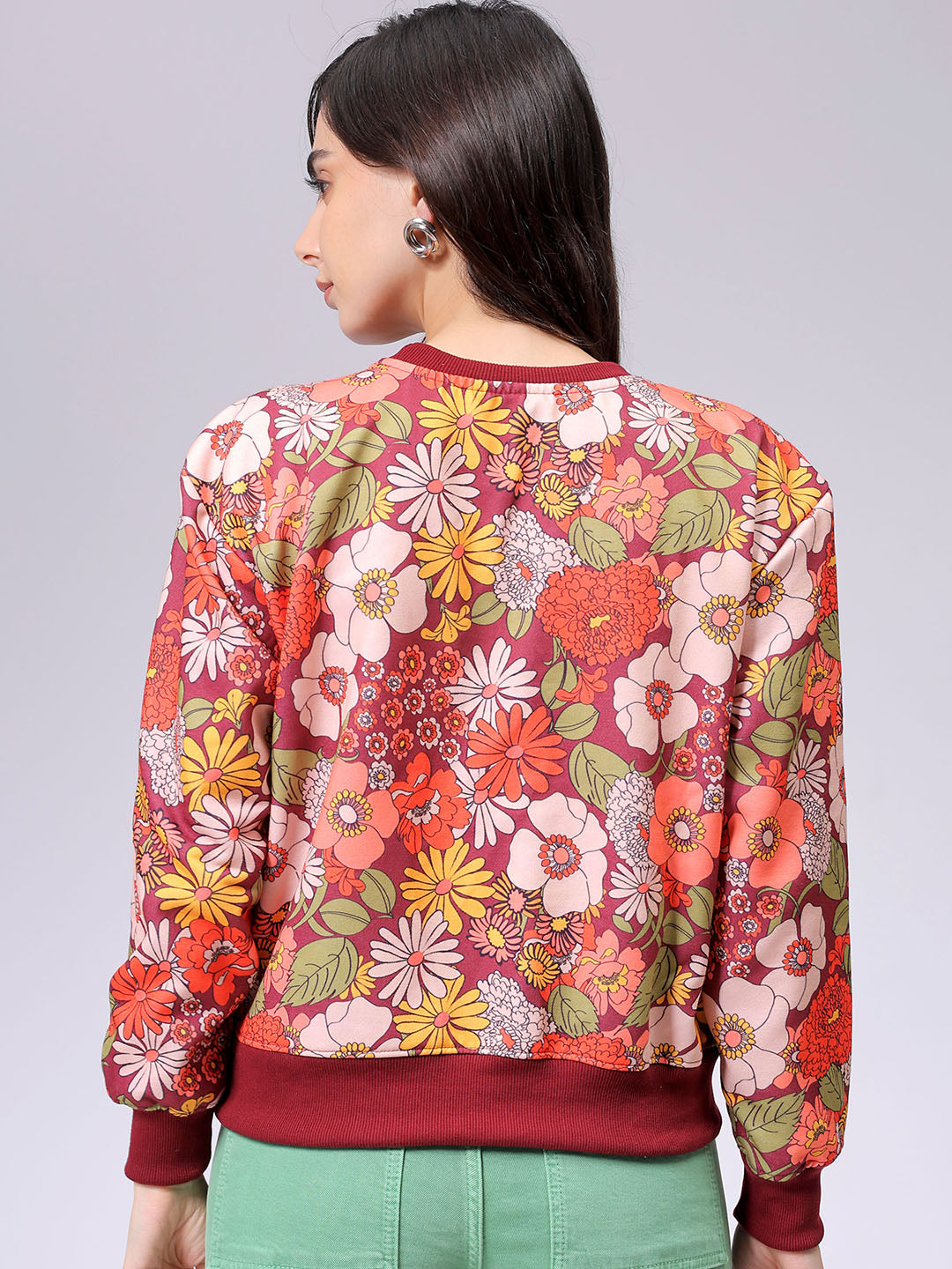 Women's Relaxed Fit Floral Crewneck Sweatshirt