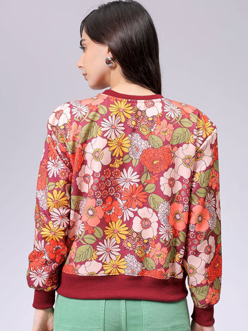 Women's Relaxed Fit Floral Crewneck Sweatshirt