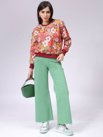 Women's Relaxed Fit Floral Crewneck Sweatshirt