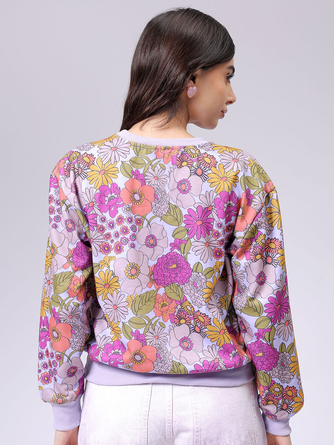 Women's Relaxed Fit Floral Crewneck Sweatshirt