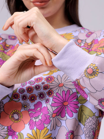 Women's Relaxed Fit Floral Crewneck Sweatshirt