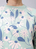 Women's Green Relaxed Fit Floral Crewneck Sweatshirt