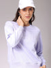 Women's Purple Relaxed Fit Typographic Crewneck Sweatshirt