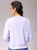 Women's Purple Relaxed Fit Typographic Crewneck Sweatshirt