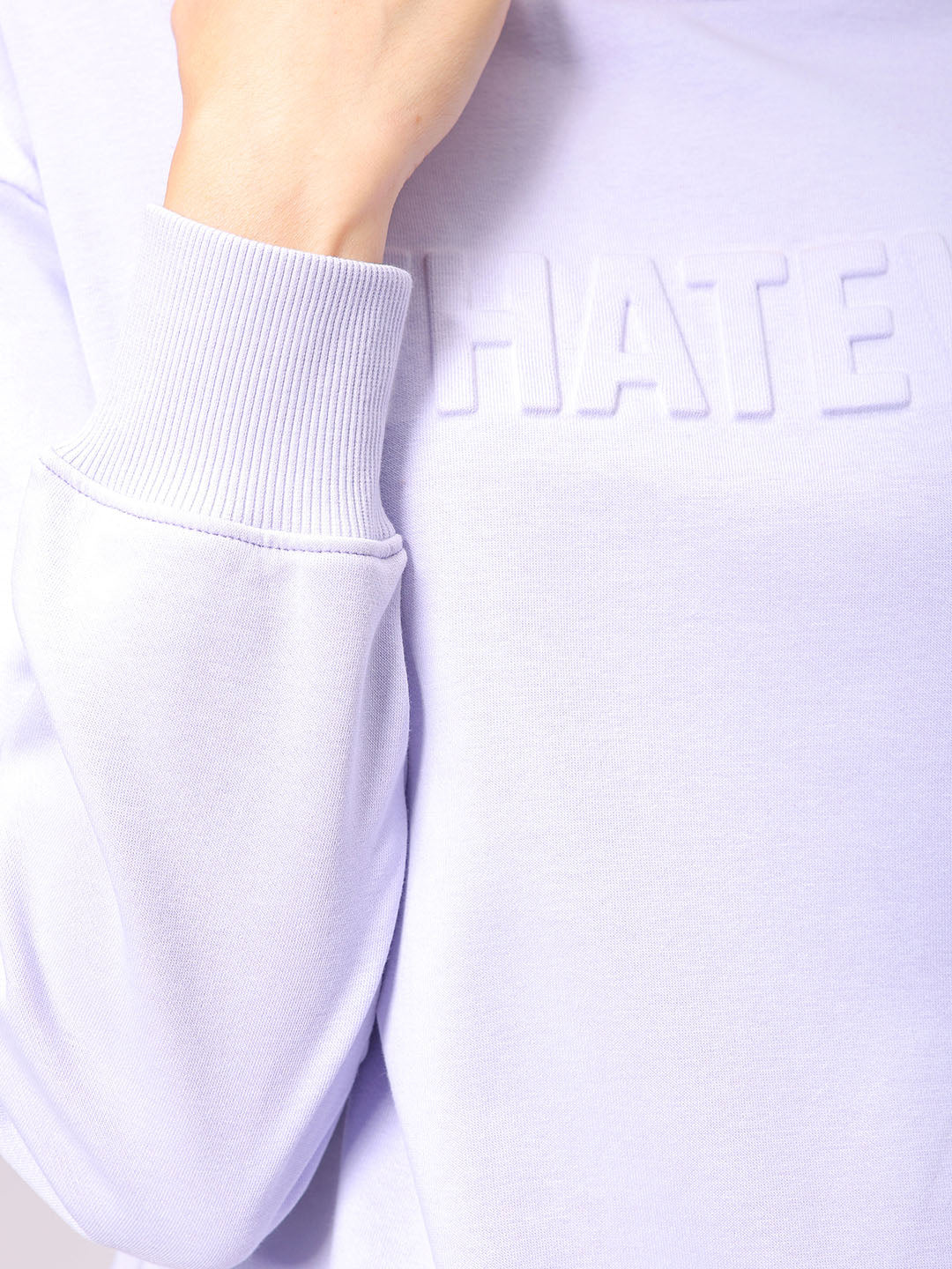 Women's Purple Relaxed Fit Typographic Crewneck Sweatshirt