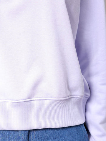 Women's Purple Relaxed Fit Typographic Crewneck Sweatshirt