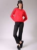 Women's Red Relaxed Fit Typographic Crewneck Sweatshirt