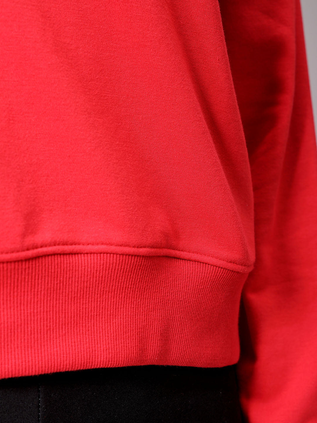 Women's Red Relaxed Fit Typographic Crewneck Sweatshirt