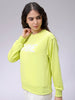 Women's Yellow Relaxed Fit Typographic Crewneck Sweatshirt