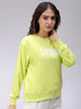 Women's Yellow Relaxed Fit Typographic Crewneck Sweatshirt
