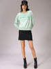 Women's Green Relaxed Fit Foil Printed Crewneck Sweatshirt