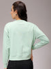 Women's Green Relaxed Fit Foil Printed Crewneck Sweatshirt
