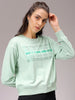 Women's Green Relaxed Fit Foil Printed Crewneck Sweatshirt