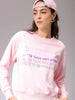 Women's Pink Relaxed Fit Foil Printed Crewneck Sweatshirt