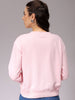 Women's Pink Relaxed Fit Foil Printed Crewneck Sweatshirt