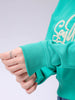Women's Green Relaxed Fit Typographic Cropped Sweatshirt