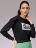 Women's Black Relaxed Fit Holographic Cropped Sweatshirt