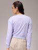 Women's Purple Relaxed Fit Holographic Cropped Sweatshirt