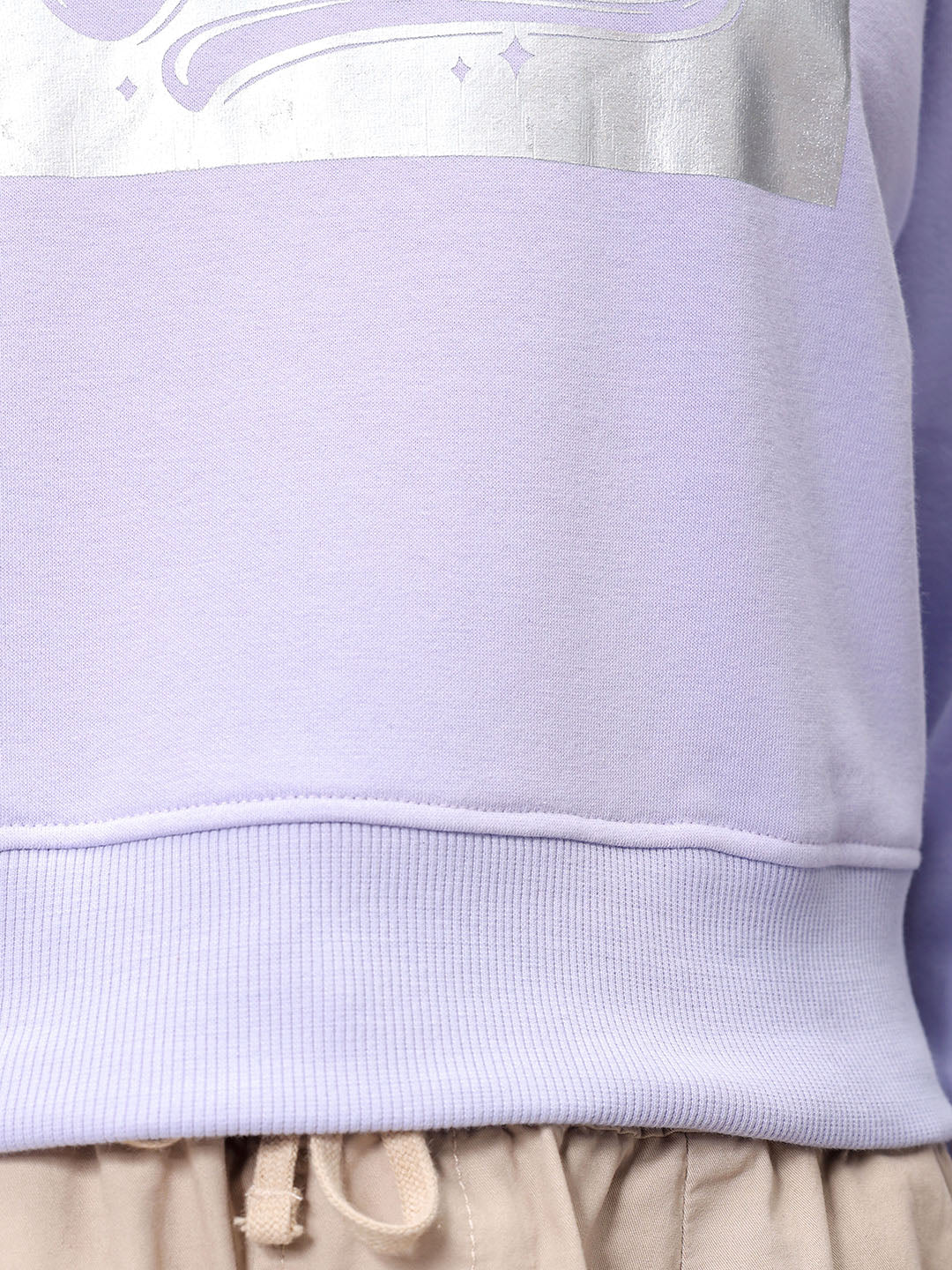 Women's Purple Relaxed Fit Holographic Cropped Sweatshirt