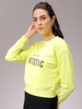 Women's Yellow Relaxed Fit Typographic Cropped Sweatshirt