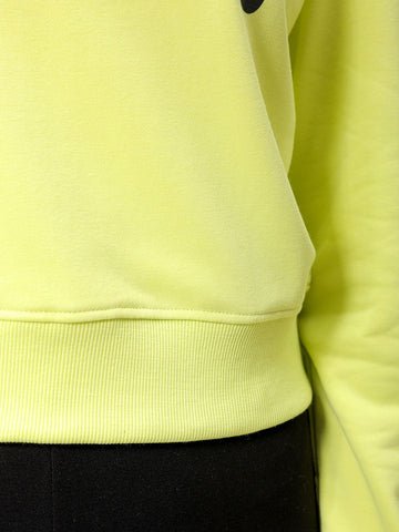 Women's Yellow Relaxed Fit Typographic Cropped Sweatshirt