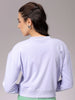 Women's Purple Relaxed Fit Typographic Cropped Sweatshirt