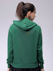 Women's Green Relaxed Fit Placement Embroidered Hooded Sweatshirt