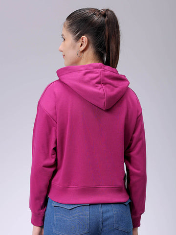 Women's Purple Relaxed Fit Holographic Hooded Sweatshirt