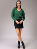 Women's Green Regular Fit Solid Regular Wrap Sweatshirt