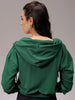 Women's Green Regular Fit Solid Regular Wrap Sweatshirt