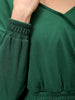 Women's Green Regular Fit Solid Regular Wrap Sweatshirt