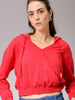 Women's Red Regular Fit Solid Regular Wrap Sweatshirt