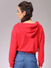 Women's Red Regular Fit Solid Regular Wrap Sweatshirt