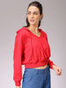 Women's Red Regular Fit Solid Regular Wrap Sweatshirt