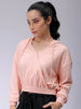 Women's Pink Regular Fit Solid Wrap Sweatshirt