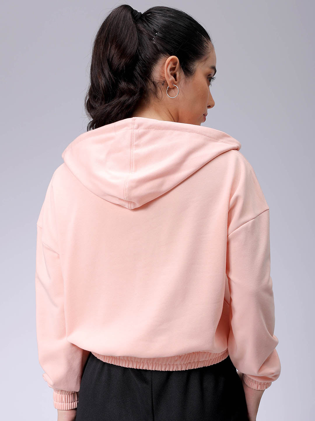 Women's Pink Regular Fit Solid Wrap Sweatshirt