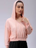 Women's Pink Regular Fit Solid Wrap Sweatshirt
